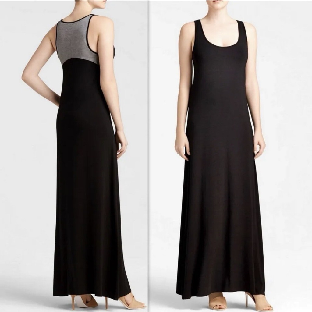 Vince Chambray Back Jersey Maxi Tank Dress